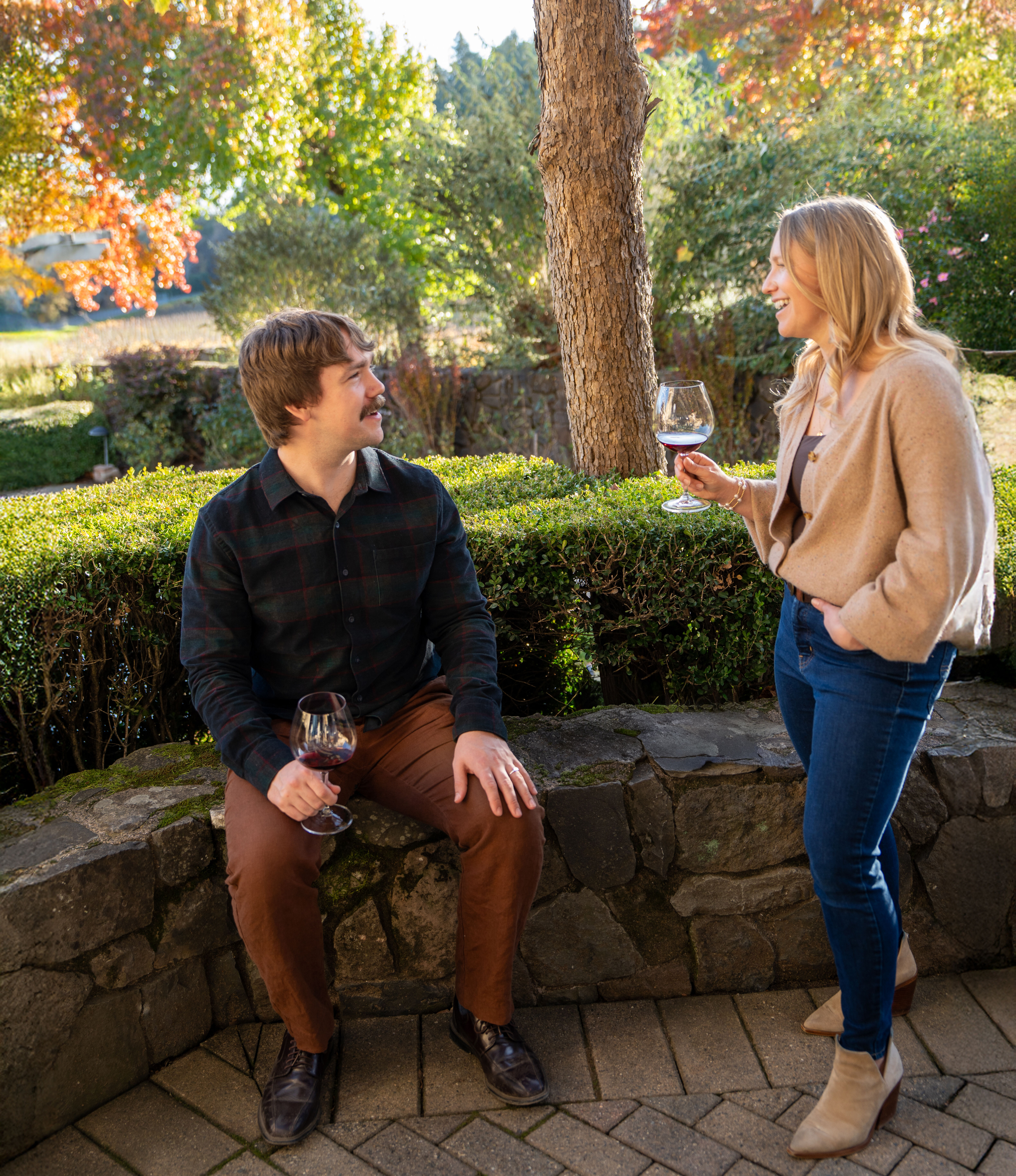 Hailey and MacLean drinking Hartford wine